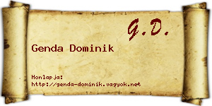 Genda Dominik névjegykártya